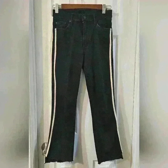 MOTHER Insider Striped Crop Step-Hem Fray Jeans in Guilty Racer - Picture 2 of 7